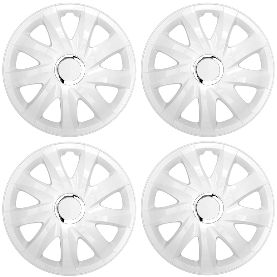 Tapacubos universales 13'' NRM Drift blancos, juego de 4 unidades