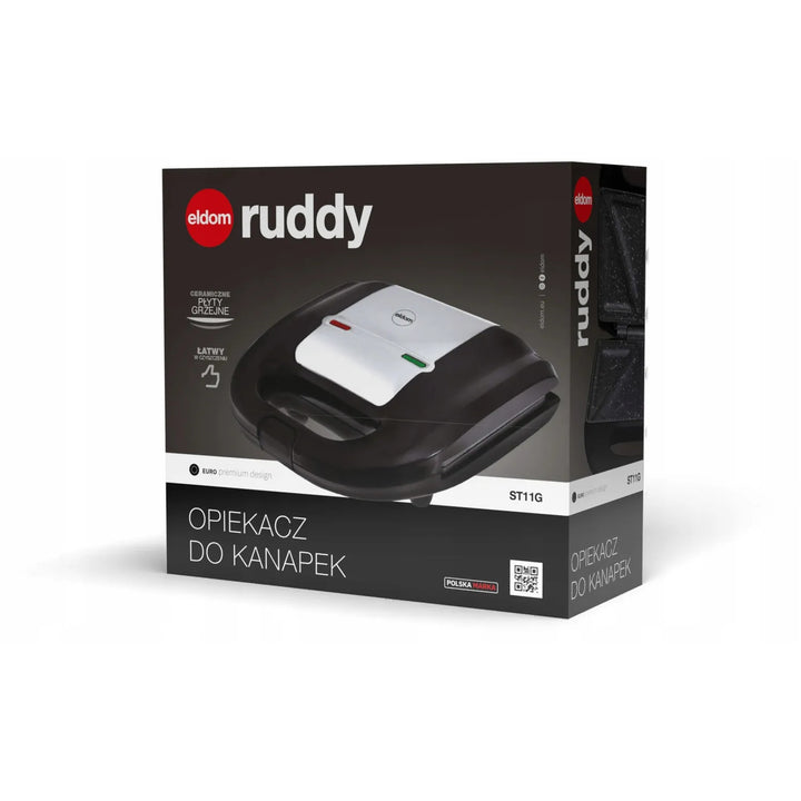 Tostadora Eldom, revestimiento cerámico antiadherente, calentamiento rápido, potencia de 750 W, limpieza rápida, indicador LED, patas antideslizantes, ST11G.