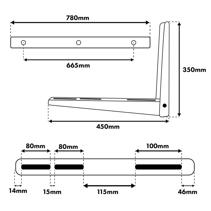 Soporte / colgador para aire acondicionado / bomba de calor Maclean, dimensiones 780 x 350 x 450 mm, acero galvanizado, hasta 180 kg, MC-146