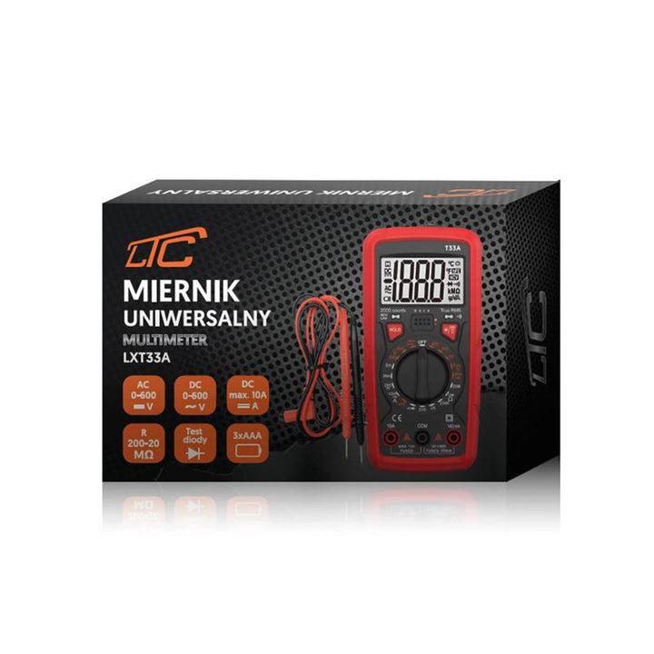 Medidor universal LTC, función de linterna, función de prueba de diodos, CA/CC 0-600 V, soporte magnético, LXT33A