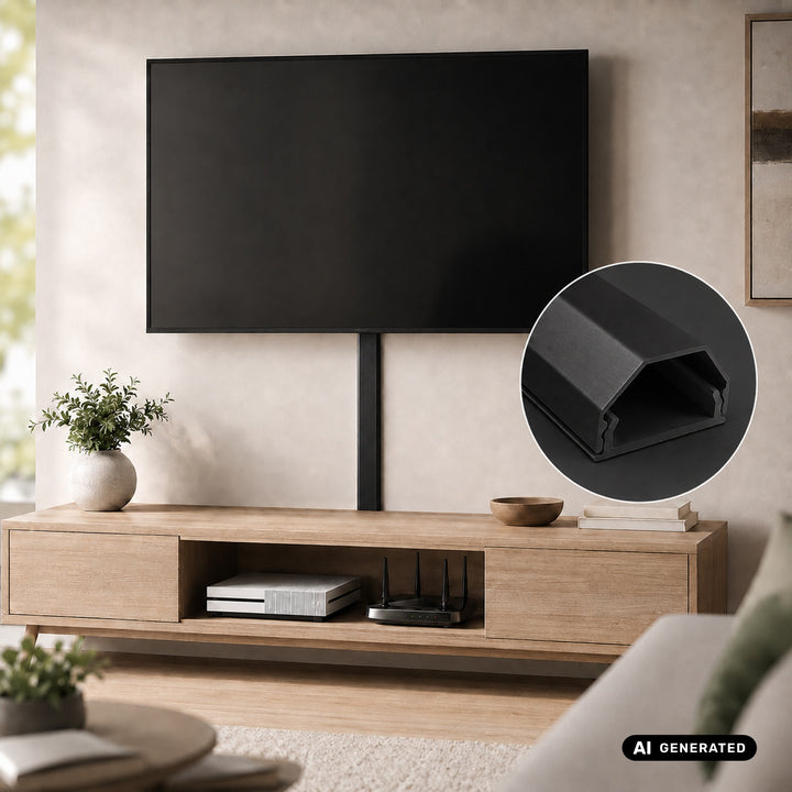 Perfil de aluminio para ocultar cables Maclean, 33 x 18 x 750 mm, negro, MCTV-897 B