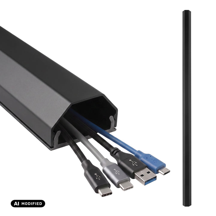 Perfil de aluminio para ocultar cables Maclean, 33 x 18 x 750 mm, negro, MCTV-897 B