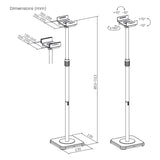 Juego de soportes de suelo para altavoces Maclean, universales, ajuste vertical y horizontal de +10° a -10°, máx. 5 kg, MC-916