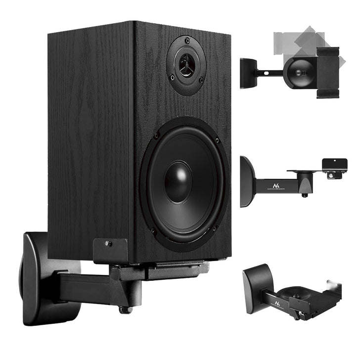 Juego de soportes/colgadores para altavoces Maclean, universal, ajuste vertical de +8° a -8° y horizontal de +90° a -90°, máx. 15 kg, MC-917