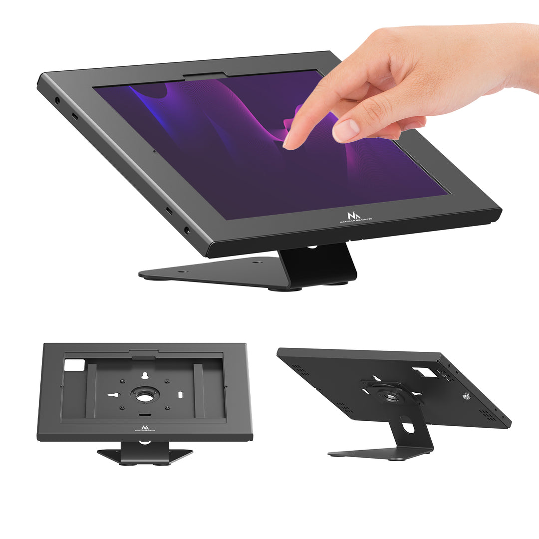 Soporte publicitario para tablet Maclean, con sistema de bloqueo, 12,4"-13", iPad Air/Pro, Samsung Tab S10+/S9+/S8+/S7+, 257 x 350 x 22 mm, MC-956 B