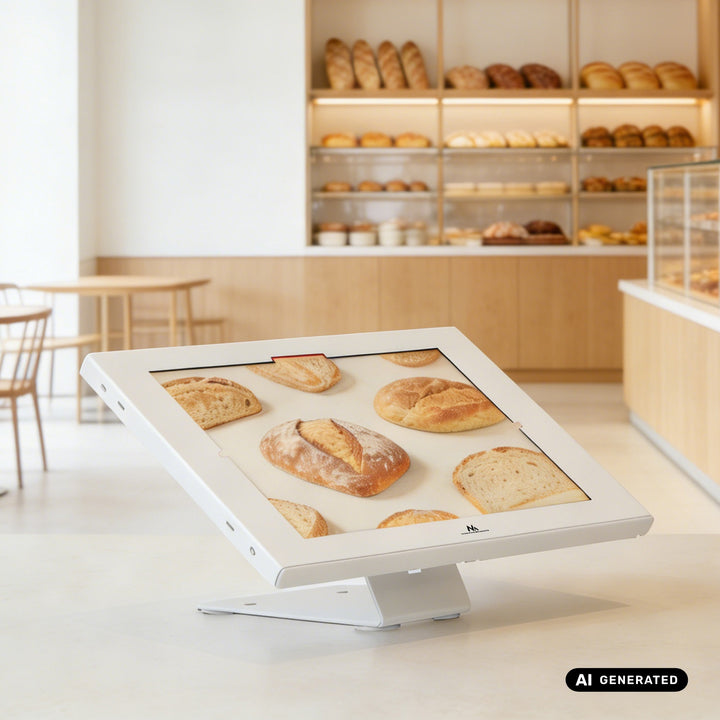 Soporte publicitario para tableta Maclean, con sistema de bloqueo, 12,4"-13", iPad Air/Pro, Samsung Tab S10+/S9+/S8+/S7+, 257 x 350 x 22 mm, MC-956 W