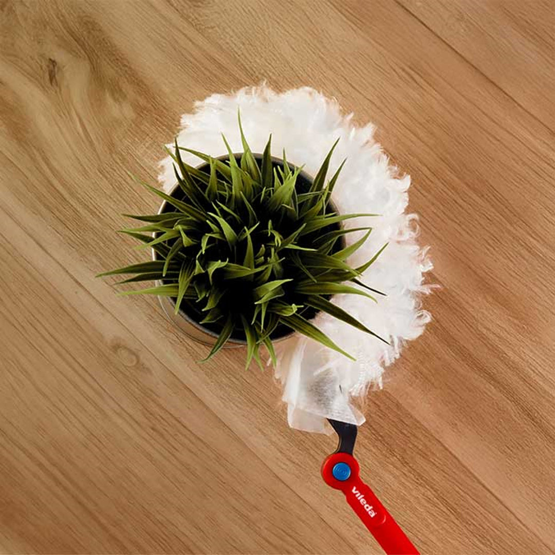 Plumero Vileda Flex&Catch, con mango largo, protección antideslizante, cabezal flexible + 10 recambios para el plumero