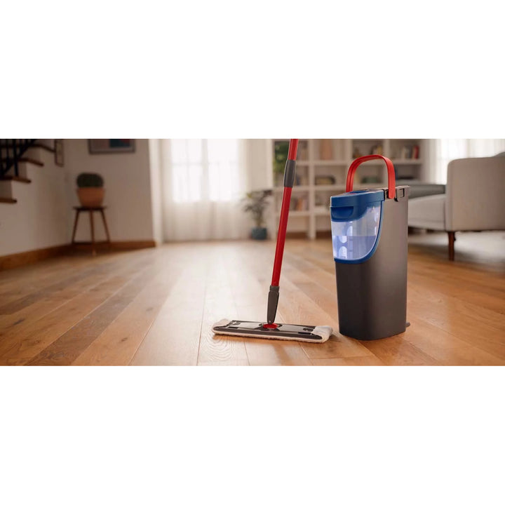 Fregona plana Vileda H2prO, separación del 100 % del agua limpia del agua sucia, dos depósitos, 3 fundas de microfibra, cabezal giratorio 360°, 175774