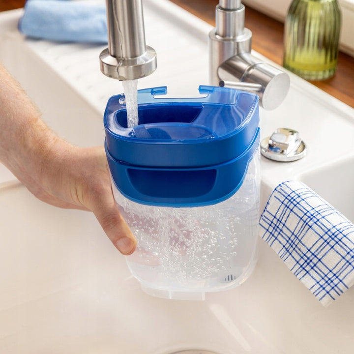 Fregona plana Vileda H2prO, separación del 100 % del agua limpia del agua sucia, dos depósitos, 3 fundas de microfibra, cabezal giratorio 360°, 175774