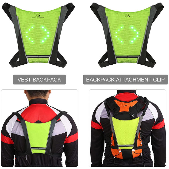 Mochila con señalizador LED, con mando a distancia, resistencia al agua: mando a distancia IPx5, mochila IPX2 + correas deportivas universales, para teléfono, cámara, cámaras GoPro y otros, soporte giratorio, MC-294