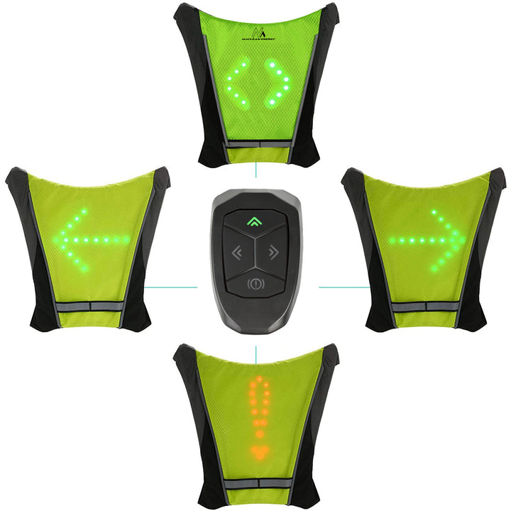 Mochila con señalizador LED, con mando a distancia, resistencia al agua: mando a distancia IPx5, mochila IPX2 + correas deportivas universales, para teléfono, cámara, cámaras GoPro y otros, soporte giratorio, MC-294