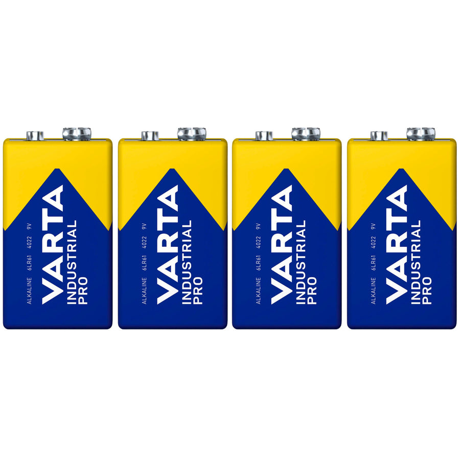 4 pilas R9V R-9 6LR61 9V R-9 alcalinas Varta Industrial Pro