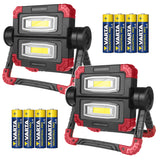Lámpara de trabajo LED COB Maclean, 300 lm, 3 modos de iluminación, temperatura de color 6500 K, MCE439 2 unidades + 8 pilas Varta Industrial AA