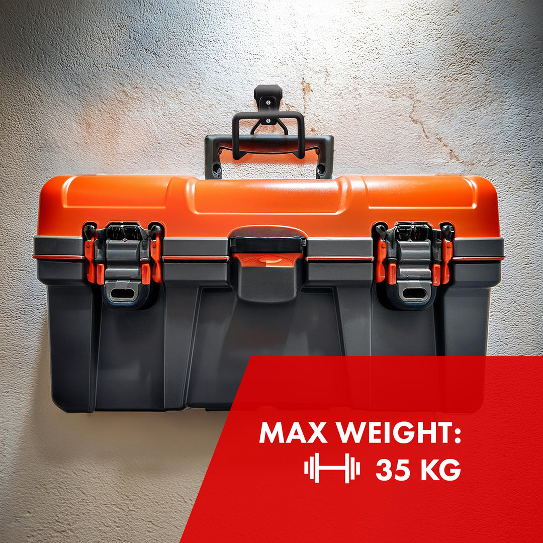 Soporte de pared para garaje Maclean, para neumáticos, herramientas de jardinería, escaleras, mangueras, bicicletas, de acero, carga máxima 35 kg, MC-441, 3 unidades