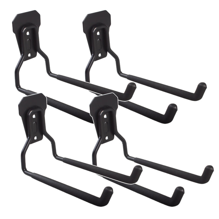 Soporte/colgador de pared Maclean, para neumáticos, herramientas de jardinería, escaleras, mangueras, bicicletas, de acero, carga máxima 35 kg, MC-440, 4 unidades.