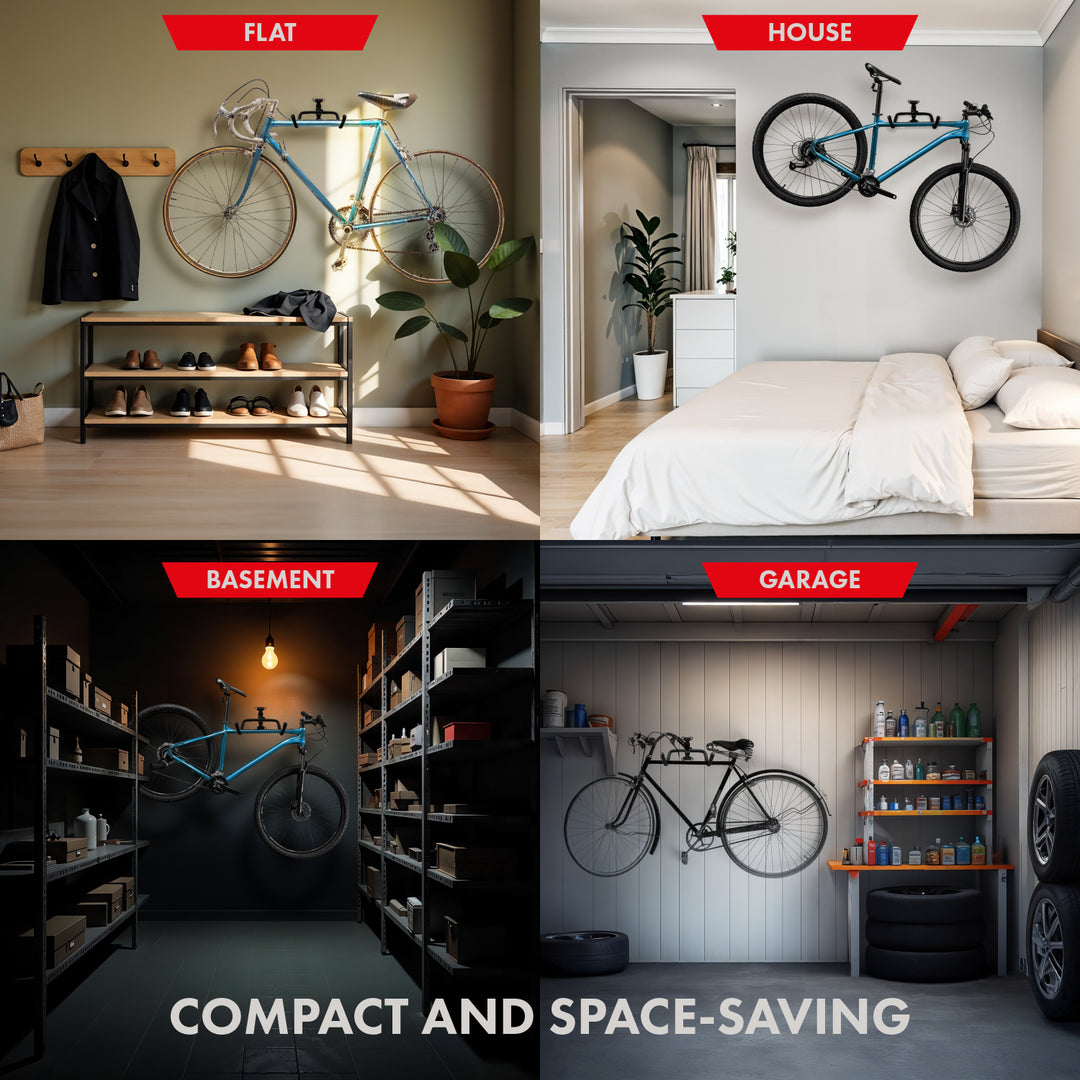 Soporte para bicicletas / colgador de pared Maclean, horizontal, acero, carga máxima 30 kg, MC-431, 3 unidades