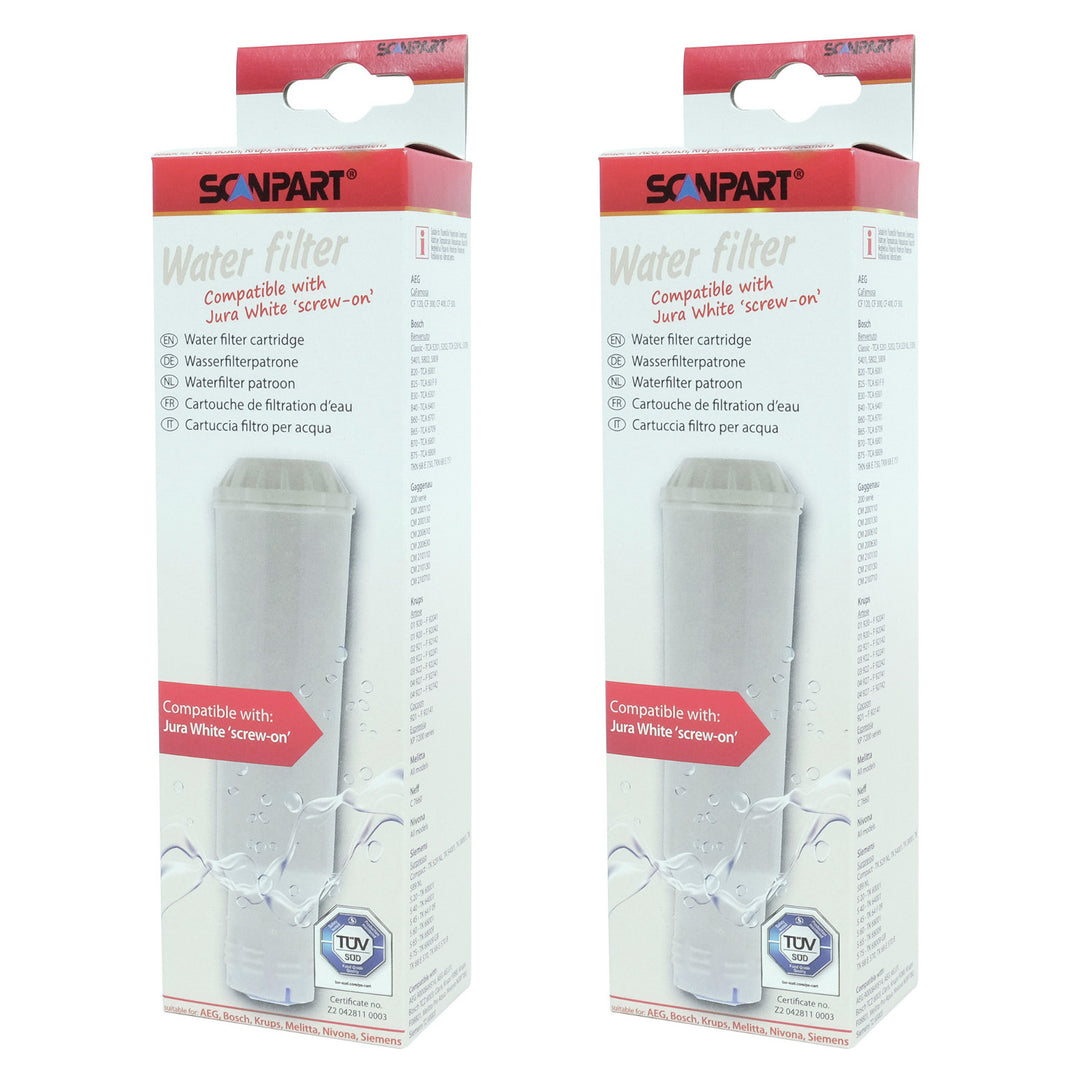 Filtro de agua para cafeteras de presión con rosca AEG, BSH, Krups, Melitta, Nivona Scanpart, 2 unidades