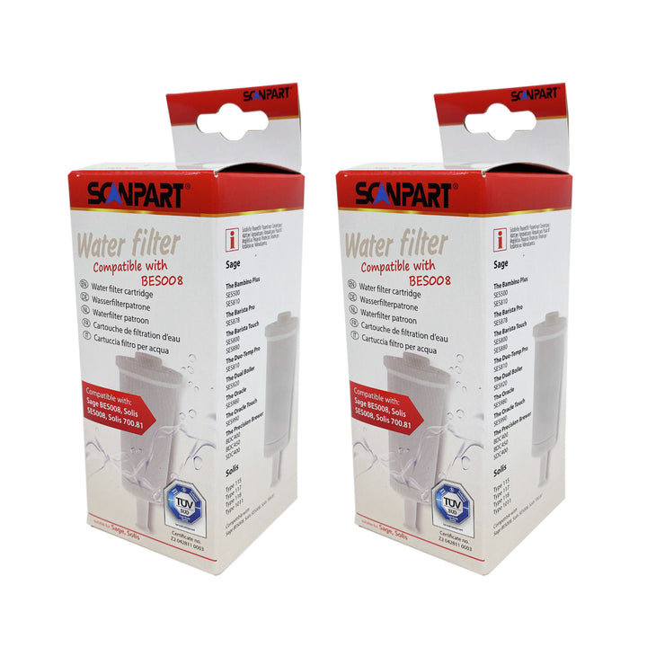 Filtro de agua para cafetera Sage, recambio BES008 Scanpart, 2 unidades