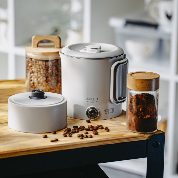 Hervidor eléctrico Adler, para viajes, doble pared, capacidad 0,8 l, potencia máx. 650 W, gris, AD 1388