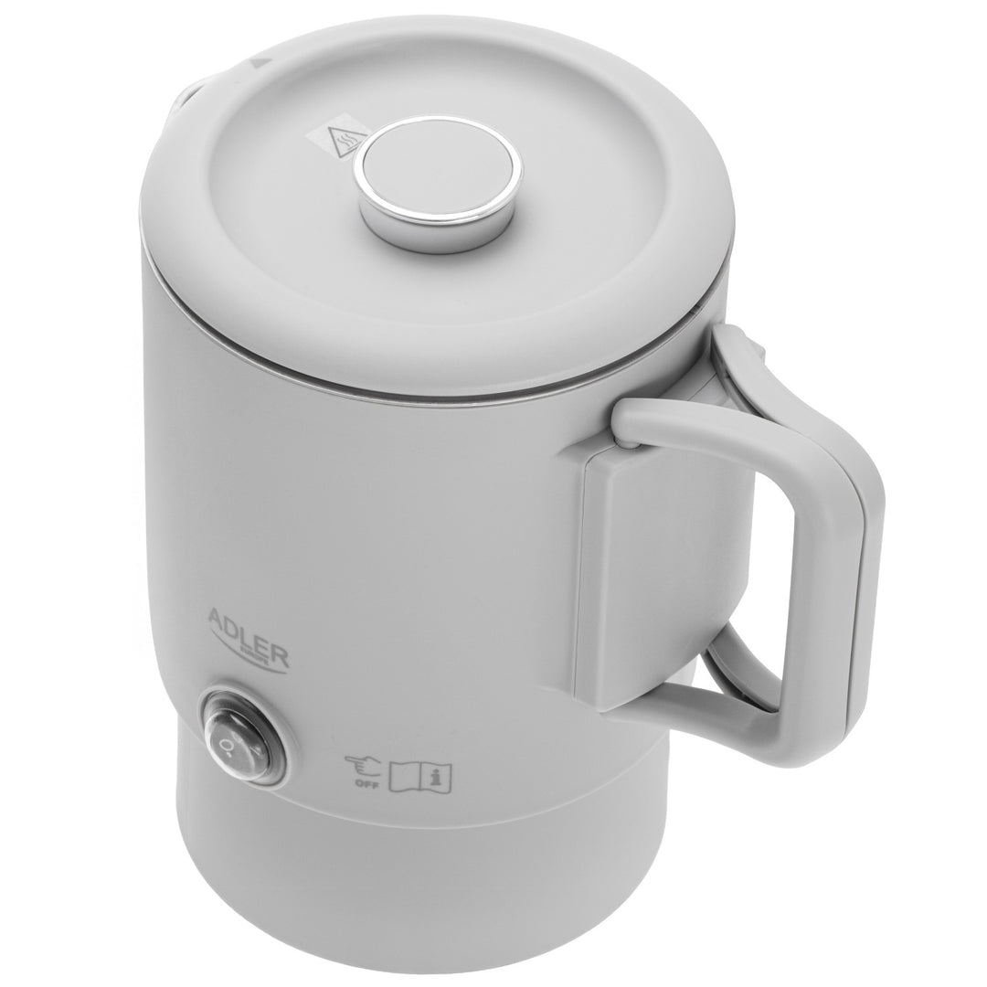 Hervidor eléctrico Adler, para viajes, doble pared, capacidad 0,8 l, potencia máx. 650 W, gris, AD 1388