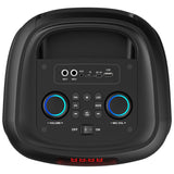 Altavoz Bluetooth grande, 120 W RMS/1400 W PMPO, dos altavoces de 8", ecualizador, función de karaoke, MP3/tarjetas microSD, USB, AUX, BT 5.3+EDR, pantalla, LED, batería integrada, mando a distancia, MT3185