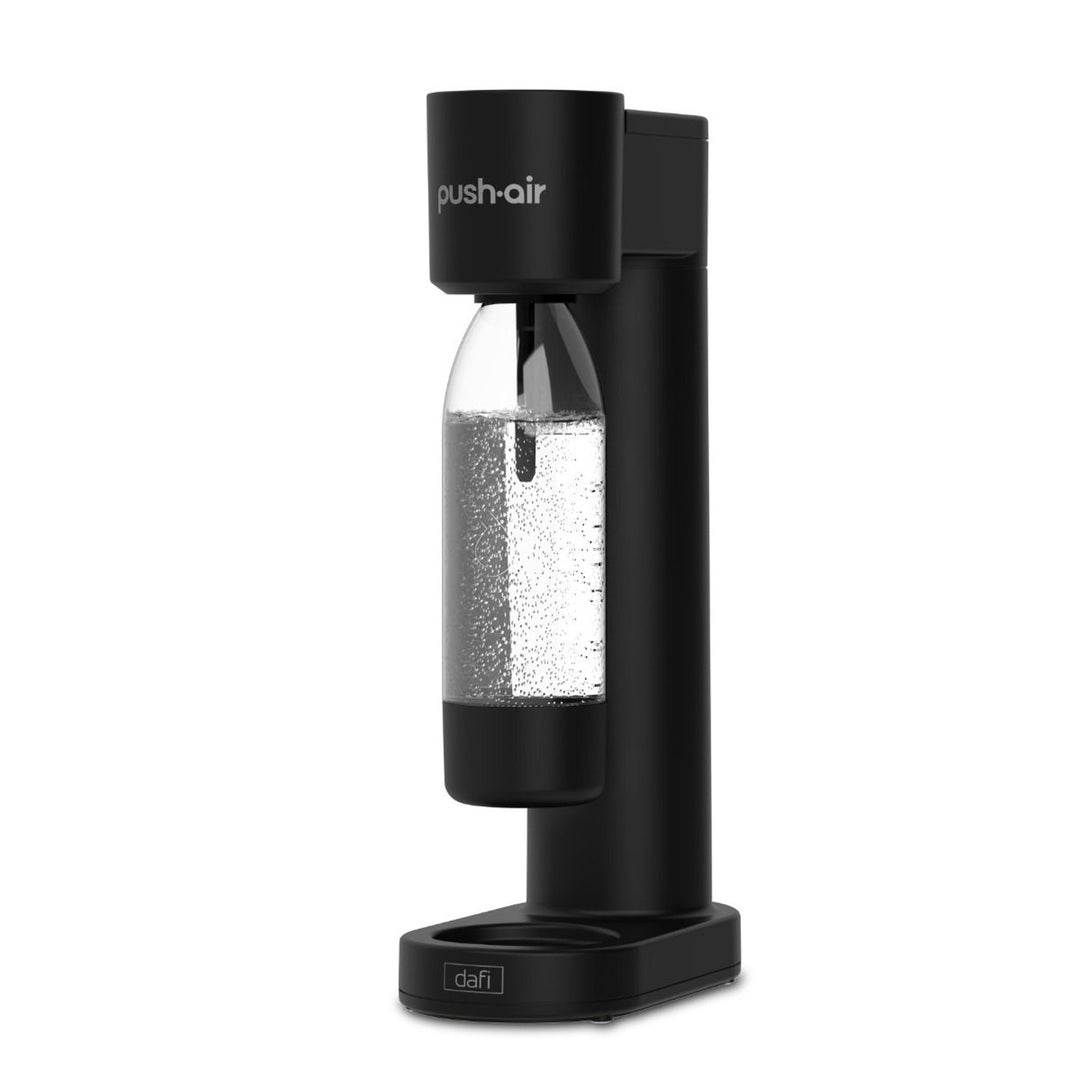 Sifón Dafi Push Air, color negro, incluye 2 botellas de 0,7 l y un cartucho de CO₂