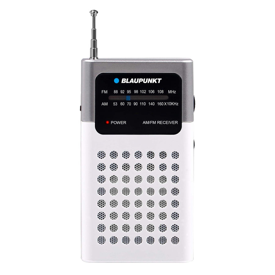 Radio portátil AM/FM Blaupunkt, con conector minijack integrado, amplificador integrado, antena telescópica, ligera y manejable, alimentación mediante dos pilas AA de 3 V, PR4WH