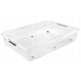 Contenedor con tapa Leo Keeeper, capacidad de 53 litros, transparente, con ruedas, tapa con cierre de clip