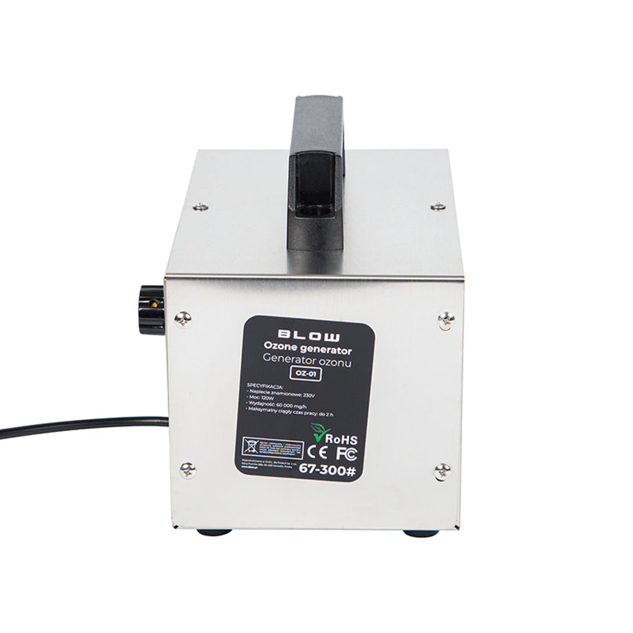 Generador de ozono Blow, rendimiento 60000 mg/h, potencia 120 W, bajo consumo, cable largo, tiempo de funcionamiento regulable, 4 placas para ozonización, 67-300#.