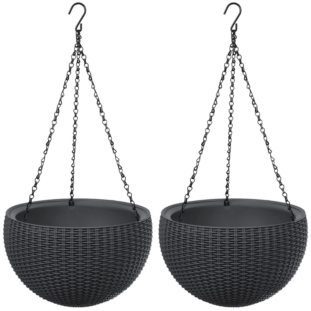 Maceta colgante Keter Sphere Planter, color antracita, 2 unidades