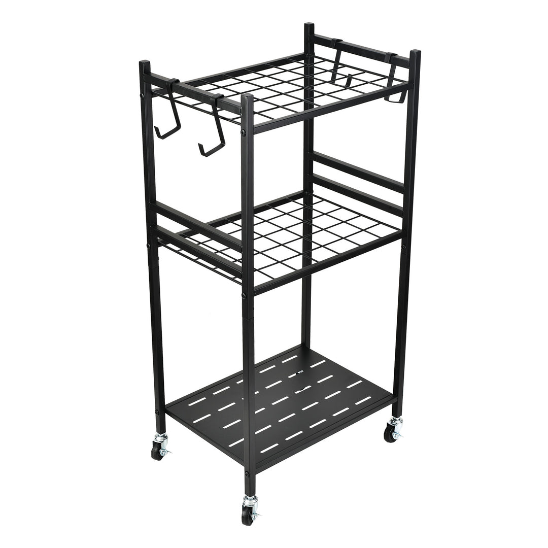 Soporte móvil / carrito para herramientas de jardín Maclean, negro, dimensiones 43 x 30 x 79 cm, máx. 20 kg, MC-138