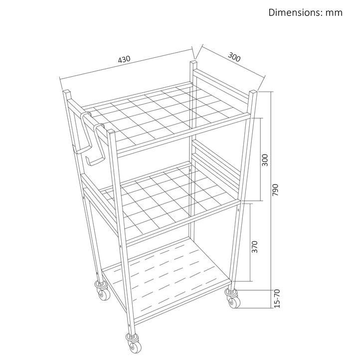 Soporte móvil / carrito para herramientas de jardín Maclean, negro, dimensiones 43 x 30 x 79 cm, máx. 20 kg, MC-138