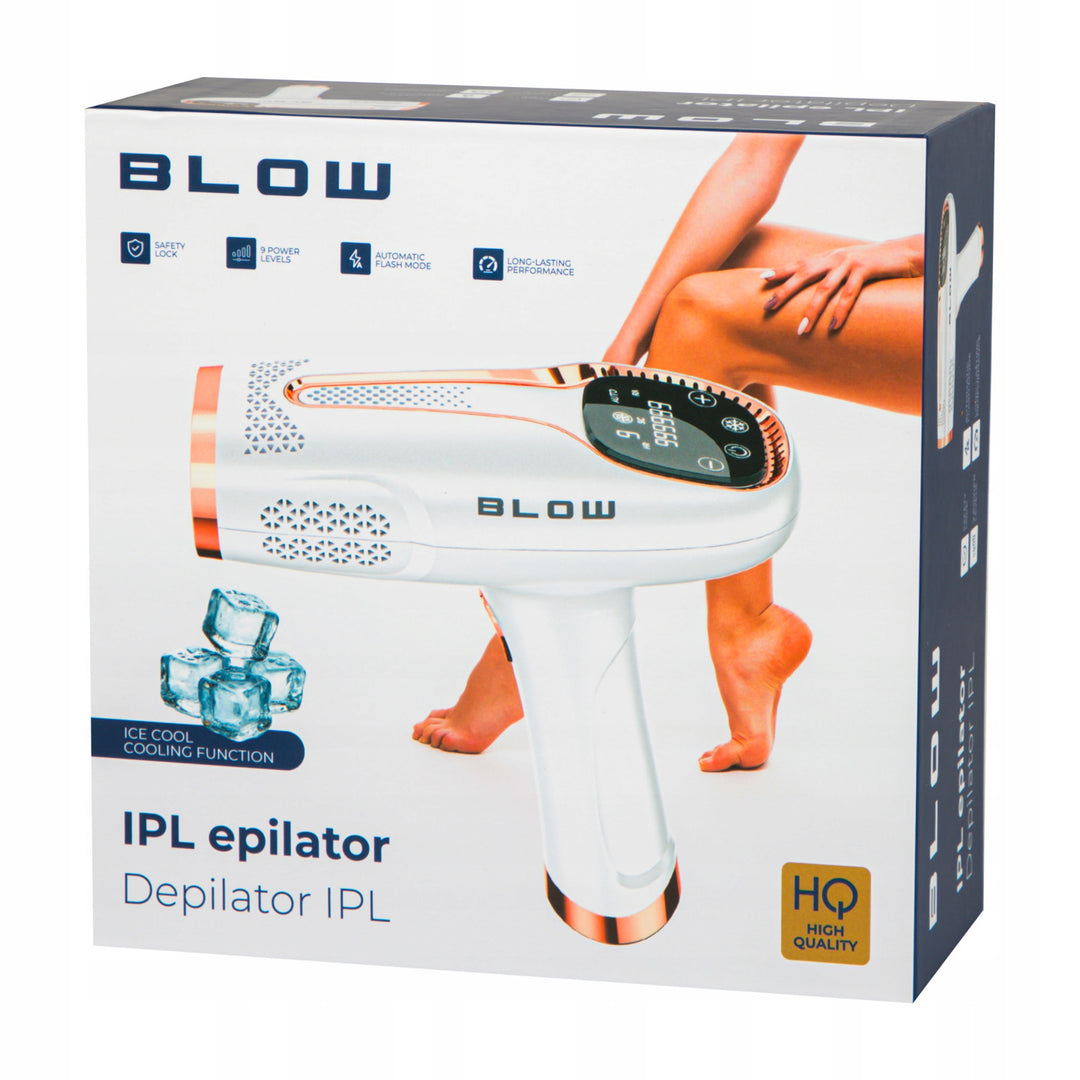 Depiladora IPL Blow, función Ice Cool, 9 niveles de potencia, filtro UV integrado, modo de destello automático, eficacia duradera, 44-480#