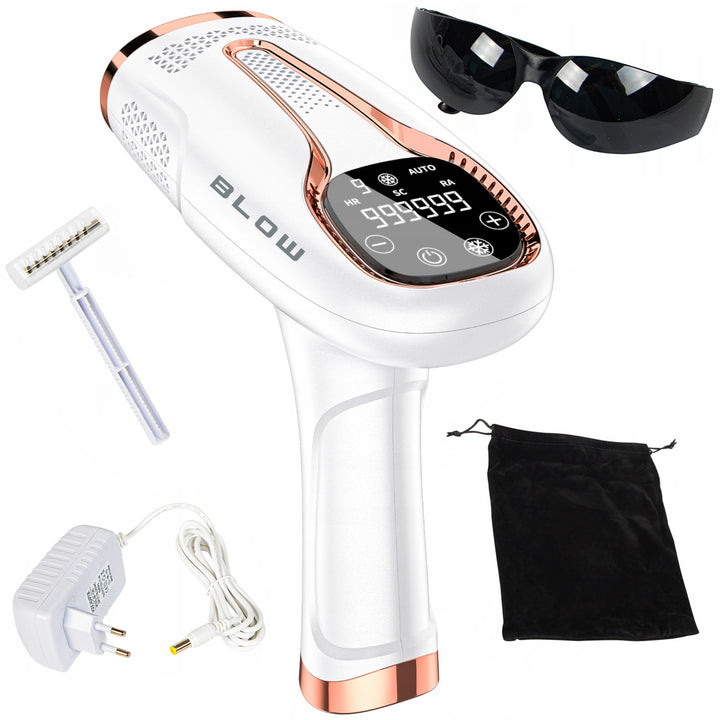 Depiladora IPL Blow, función Ice Cool, 9 niveles de potencia, filtro UV integrado, modo de destello automático, eficacia duradera, 44-480#