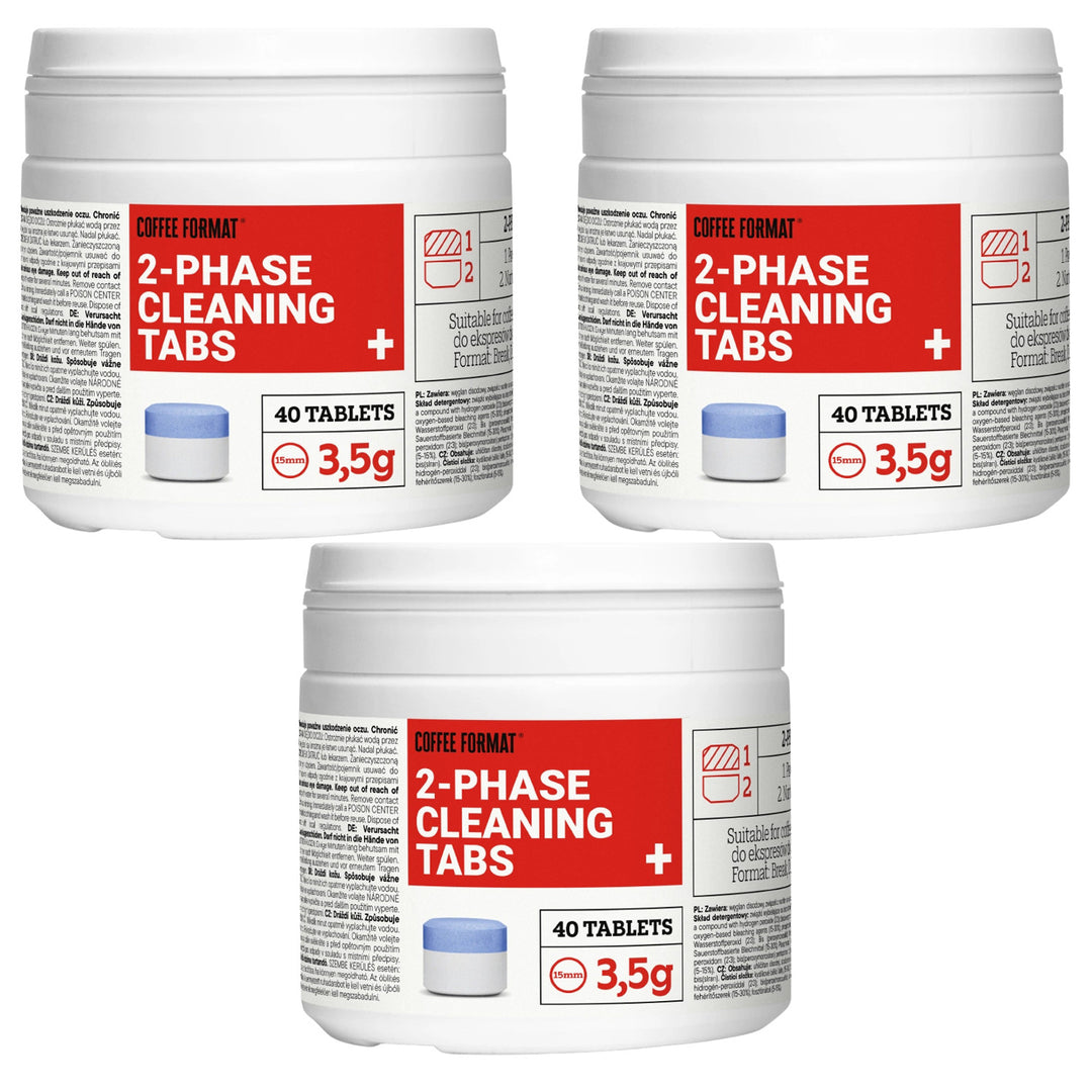 Pastillas para limpiar la cafetera, 2-phase Cleaning TABS+ 40 x 3,5 g Coffee Format, 3 envases