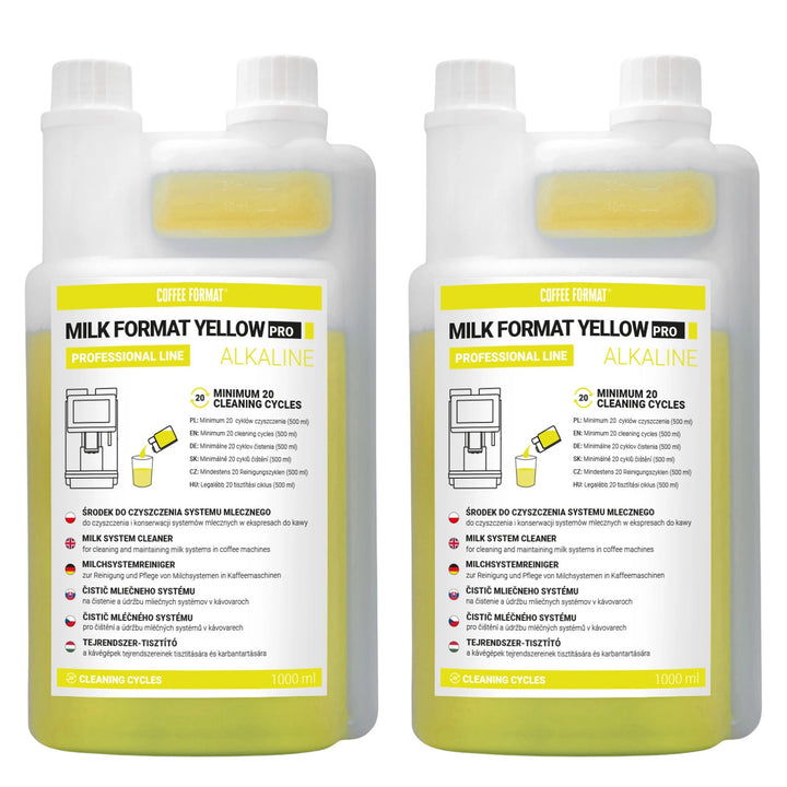 Limpiador para el sistema de leche, 2 x 1 l, Coffee Format MILK FORMAT YELLOW PRO
