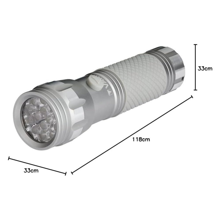 Linterna manual LED UV 15638 de aluminio, longitud de onda UV de 395-400 nm, tecnología Multi LED + pilas Varta incluidas