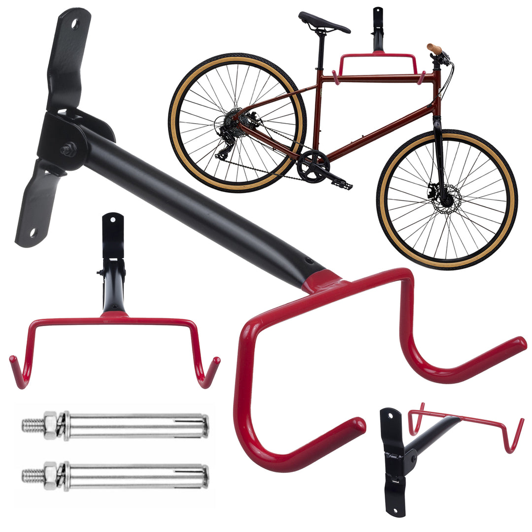 Soporte o colgador de pared para bicicletas Maclean, horizontal, acero, carga máxima de 30 kg, MC-430, 3 unidades