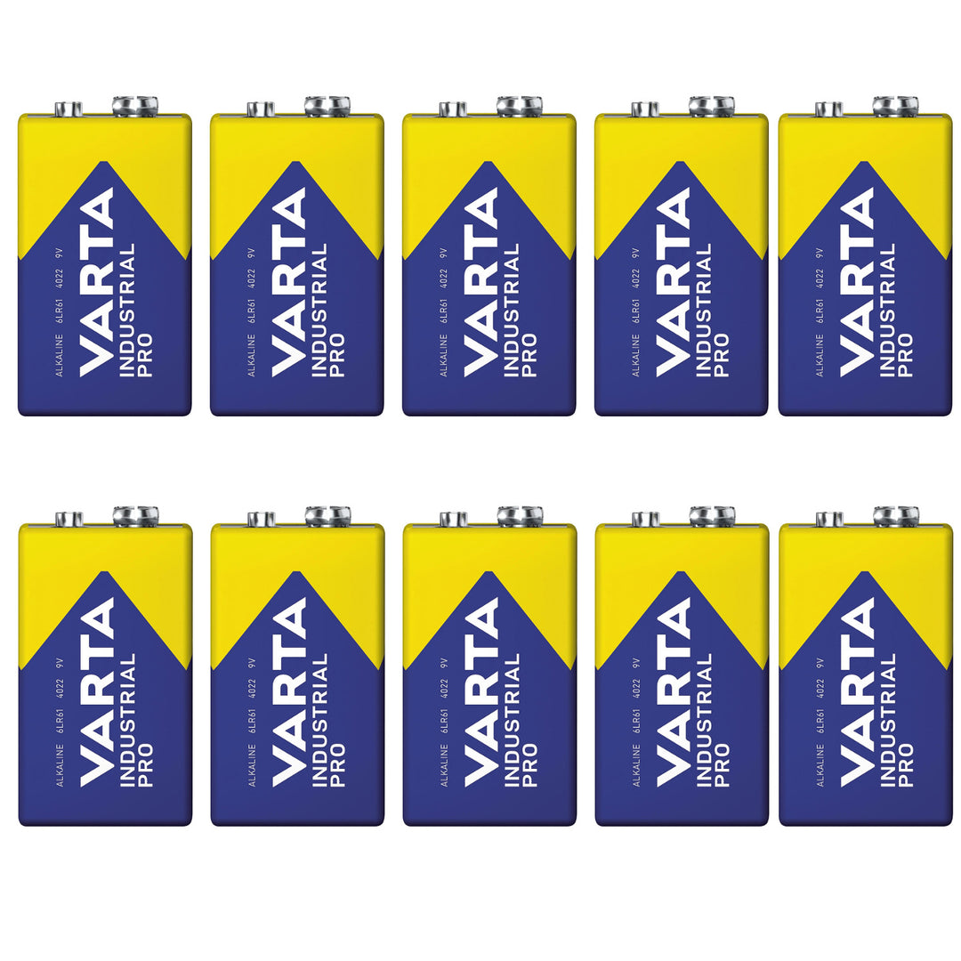 10 pilas R9V R-9 6LR61 9V R-9 alcalinas Varta Industrial Pro