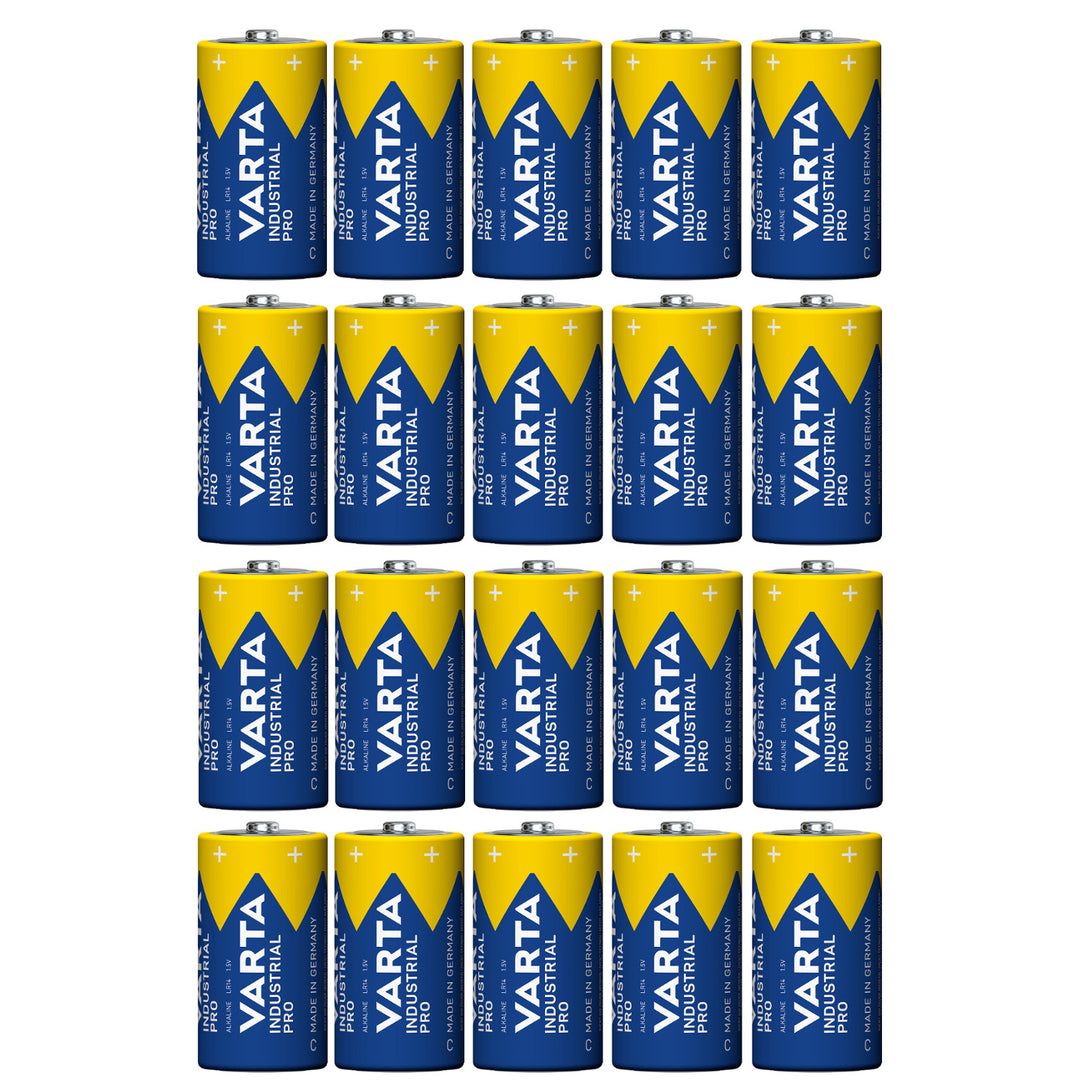 20 pilas R-14 LR14 C de 1,5 V alcalinas Varta Industrial Pro