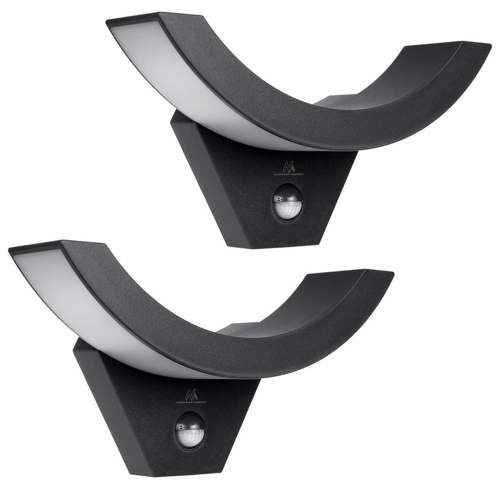 Lámpara LED con sensor de movimiento Maclean, sensor de movimiento por infrarrojos, color negro, 10 W, IP54, 800 lm, MCE290 B, 2 unidades