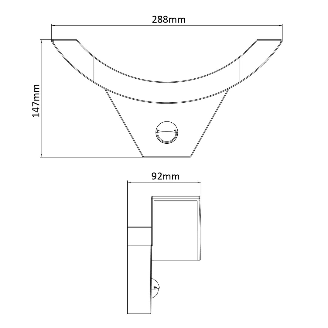 Lámpara LED con sensor de movimiento Maclean, sensor de movimiento por infrarrojos, color negro, 10 W, IP54, 800 lm, MCE290 B, 4 unidades