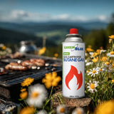 6 cartuchos de gas de 227 g GreenBlue. Certificado: Pi 0875, conforme a la norma EN 417, butano, rango de temperatura de funcionamiento de -10 °C a +40 °C, GB227
