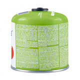 12 cartuchos de gas de 500 g GreenBlue. Certificado: Pi 0437, conforme a la norma EN 417, butano-propano, rango de temperatura de -10 °C a +40 °C, válvula roscada de 7/16'' GB499