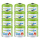12 cartuchos de gas de 500 g GreenBlue. Certificado: Pi 0437, conforme a la norma EN 417, butano-propano, rango de temperatura de -10 °C a +40 °C, válvula roscada de 7/16'' GB499