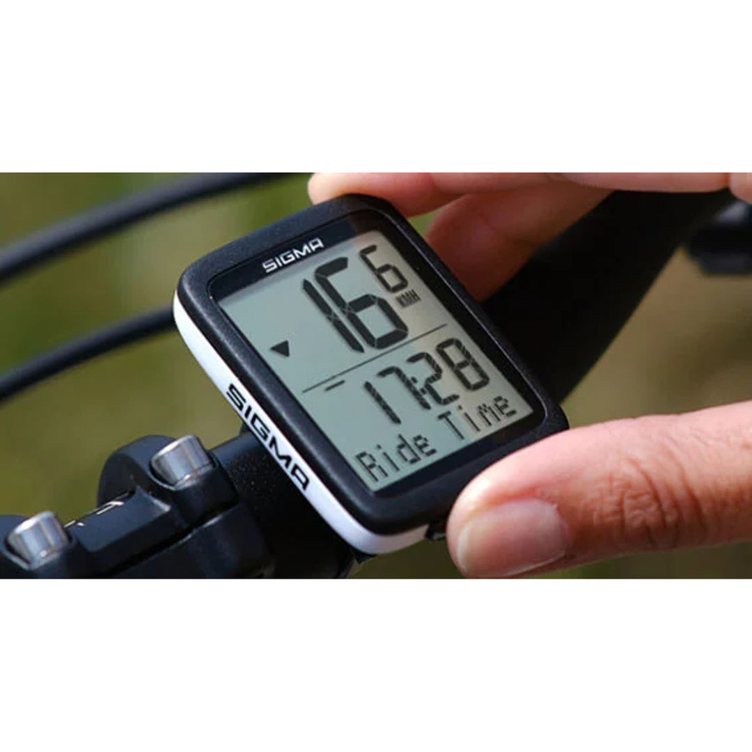 Cuentakilómetros para bicicleta Sigma BC 10.0 WR, resistente al agua y a la intemperie, pantalla grande y legible, 10 funciones
