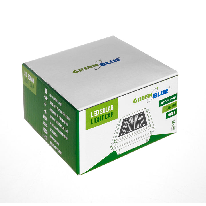 Lámpara LED solar para poste GreenBlue, 60 x 60 mm, cubierta en forma de sobre, GB126, 2 unidades