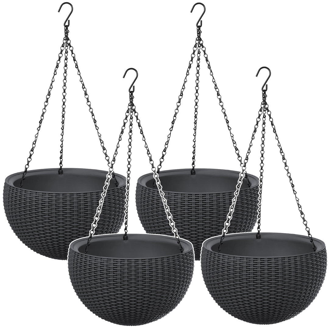 Maceta colgante Keter Sphere Planter, color antracita, 4 unidades