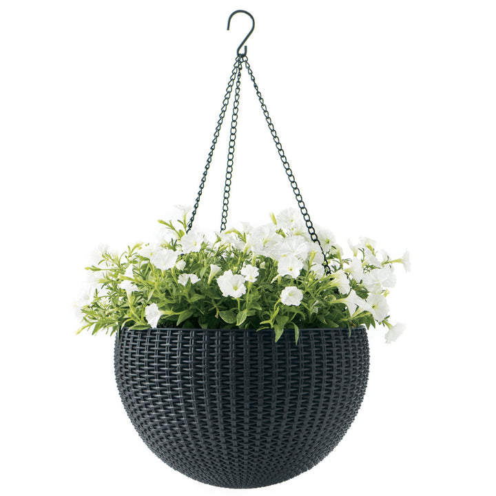 Maceta colgante Keter Sphere Planter, color antracita, 5 unidades