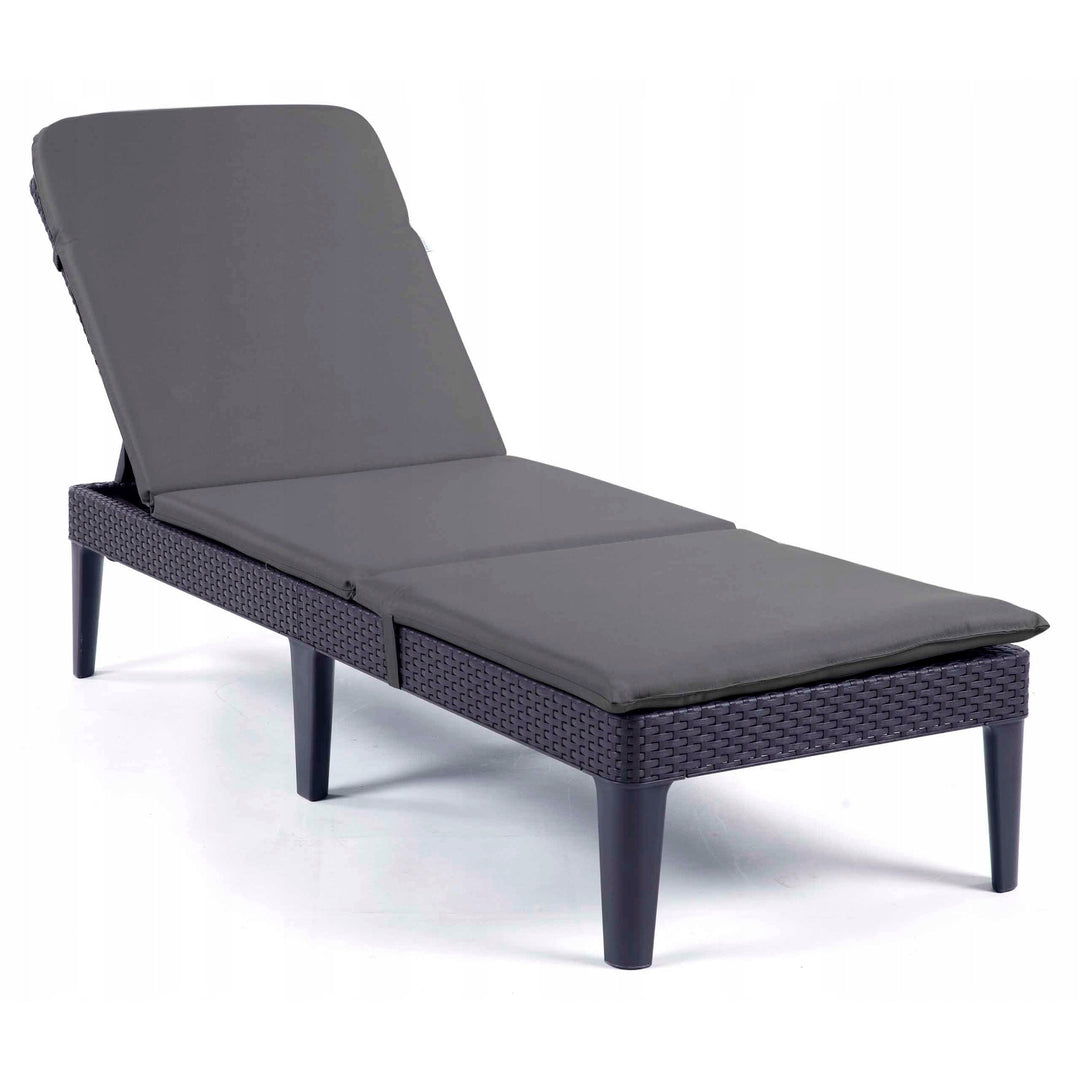 Cojín para tumbona Jaipur, color gris oscuro, tejido S-500, tamaño 190 x 60 cm, dos sistemas de fijación, impermeable, lavable en su totalidad, S-49
